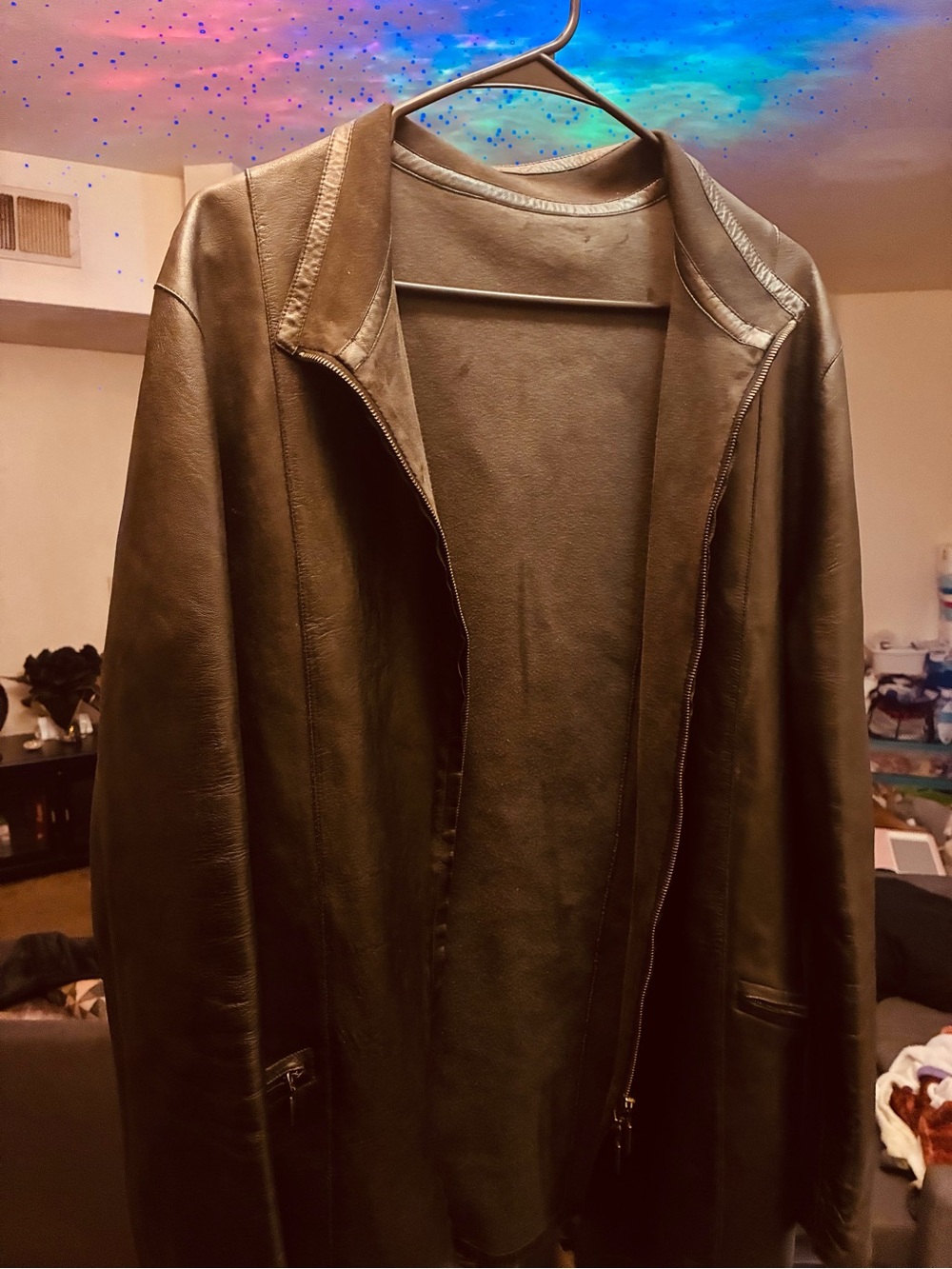 Armani Collezioni Men's Dark Brown Leather Bomber-Style Jacket